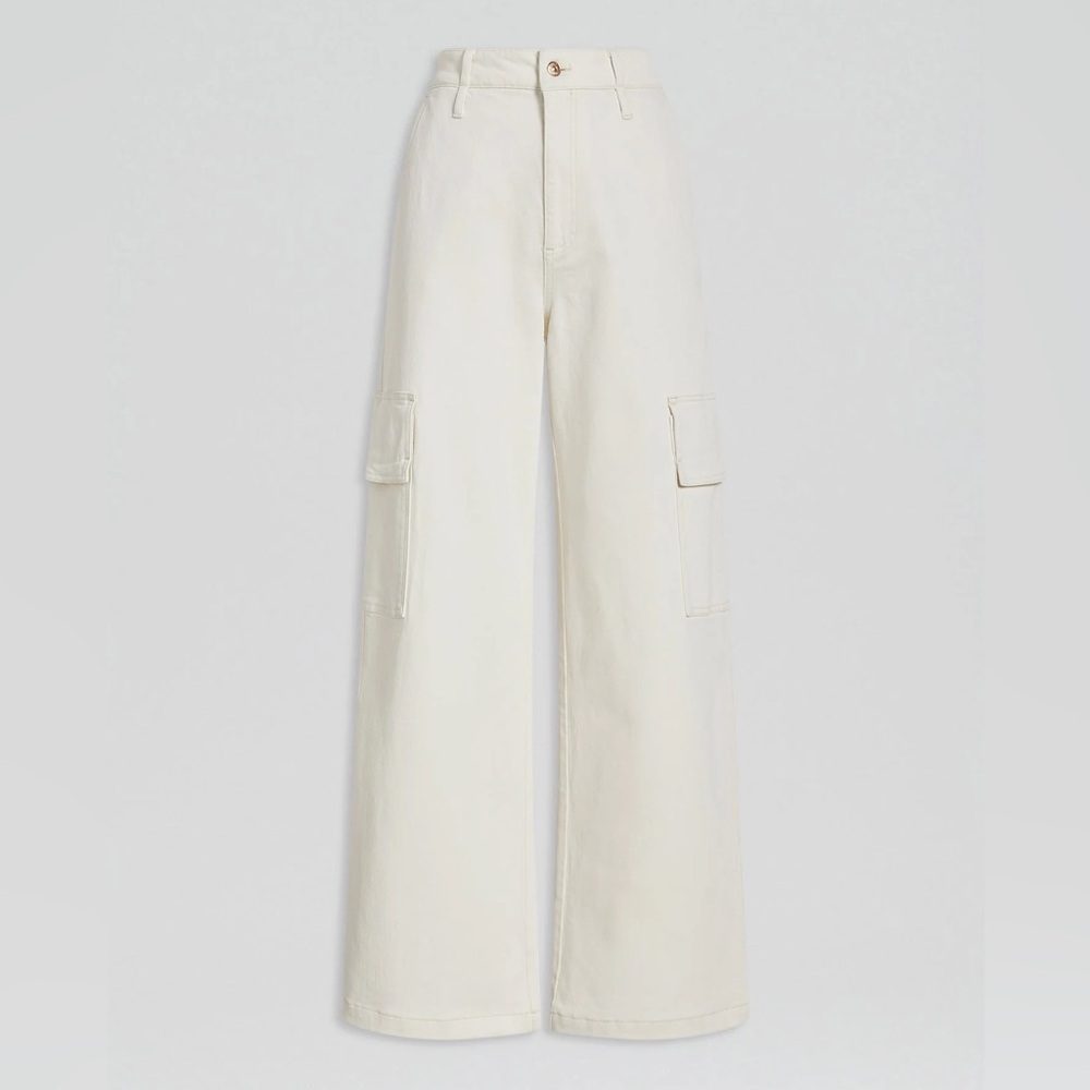 Scanlan Theodore Cream Wide-Leg Cargo Pants Size 10 NWT